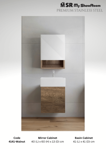 Stainless Steel basin cabinet 40cm -4141 WALNUT